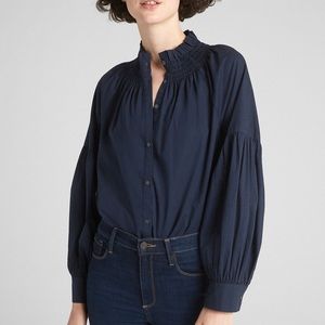 Gap smock neck ruffle blouse